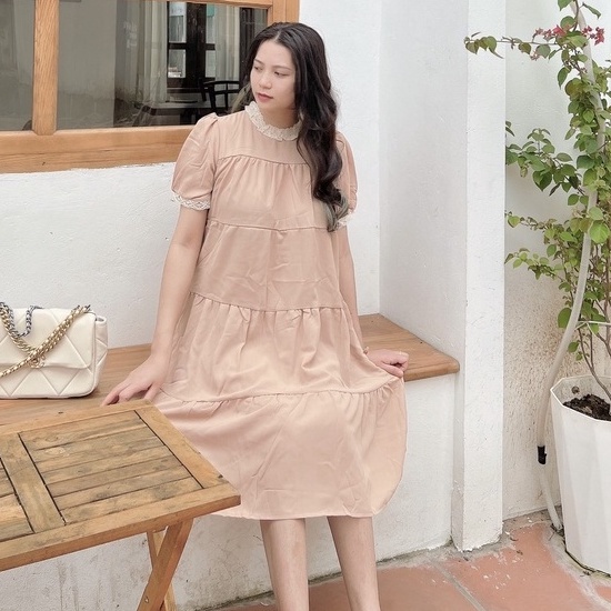 Đầm bầu ngắn tay ren ngực có dây đai thời trang thiết kế MSP263 Mom and Baby