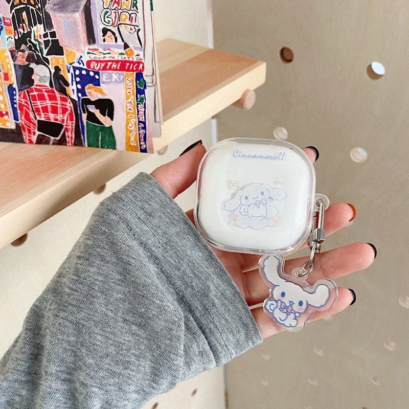 Ốp Vỏ Bảo Vệ Hộp Sạc Tai Nghe samsung galaxy buds live & buds fe / buds pro Có Móc Khóa Trong Suốt