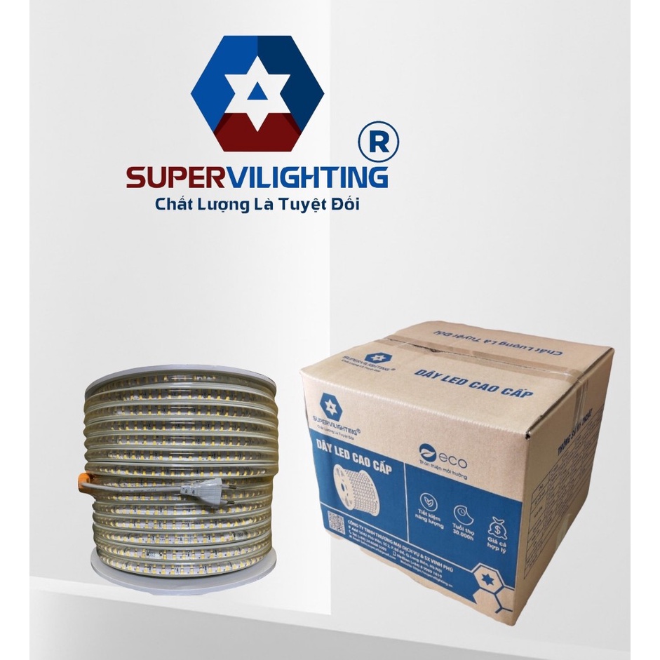 Led dây SuperVilighting, MS LEDD-SUP-2H-3H,120 bóng, CS 9-15w/m, mắt led 2 hàng - 3 hàng, Bảo hành 24 tháng