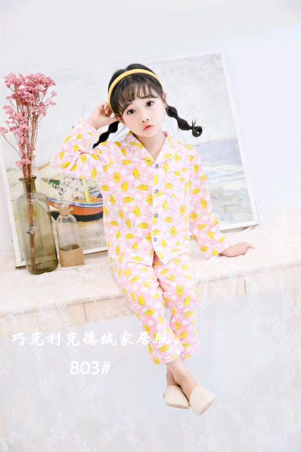 Bộ Pijama dài tay in hình bé gái 2-7 tuổi