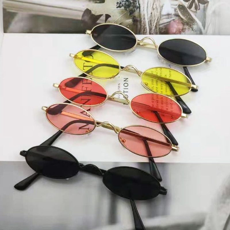 Kính Mát Hình Oval Gọng Kim Loại Siêu Nhẹ Chống Tia UV Thời Trang Cho Bé
