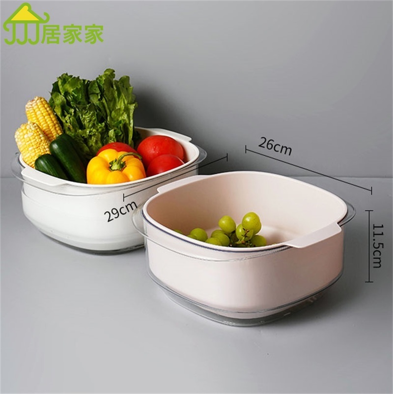 Rổ Rửa Rau Củ Quả Hai Lớp Tiện Lợi