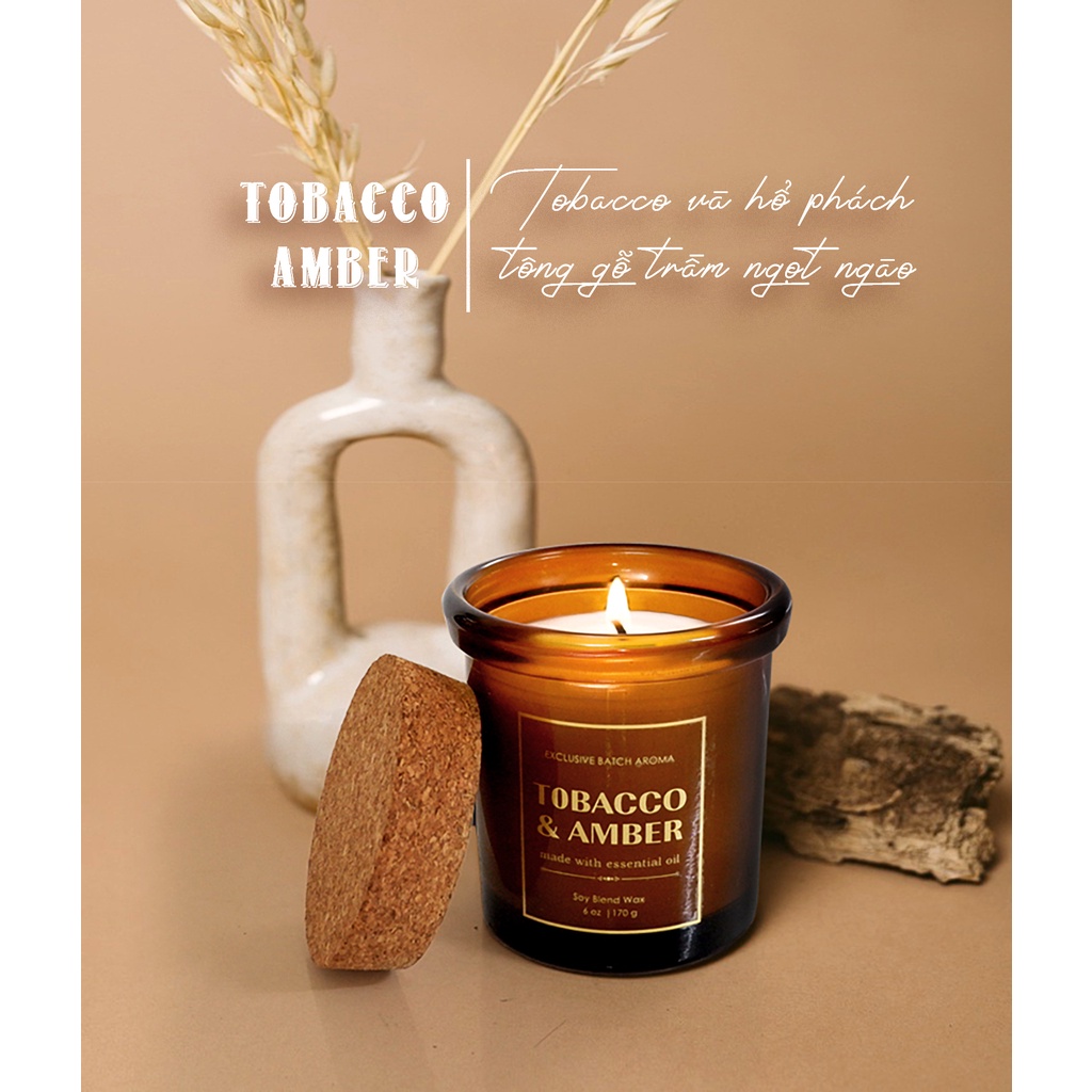 (SỈ INBOX) NẾN THƠM CANDLE Hương TOBACCO AMBER VÀ MAHO GANY Thư giãn thơm phòng