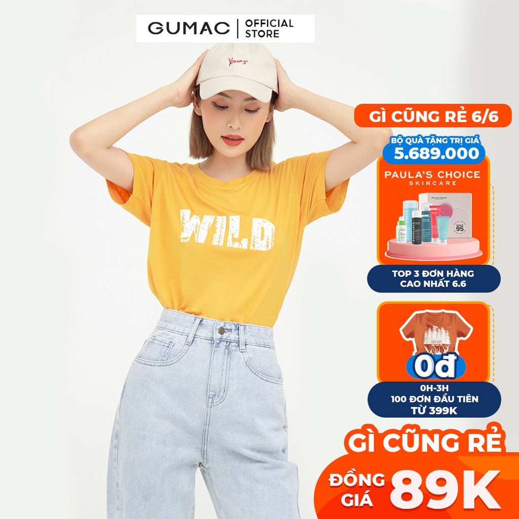 Áo thun nữ in chữ from basic tay ngắn cá tính GUMAC ATB518