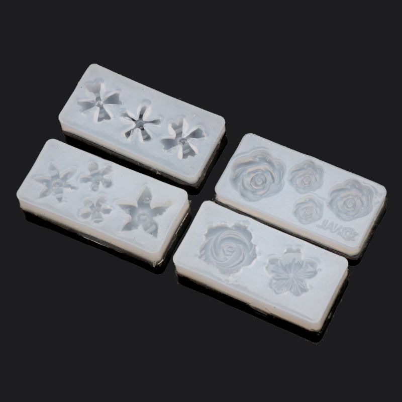 Sa Set 4 Khuôn Silicon Trong Suốt Hình Hoa Làm Trang Sức DIY