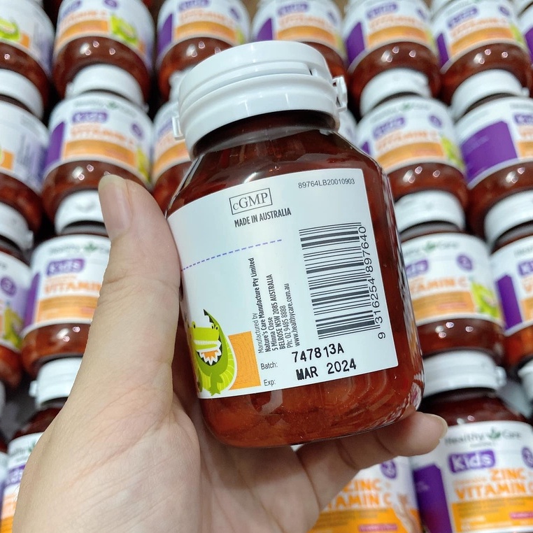 SẴN - Viên Nhai Kẽm Vitamin C + Zin C Healthy Care Úc - TĂNG SỨC ĐỀ KHÁNG HEALTHYCARE ZINC