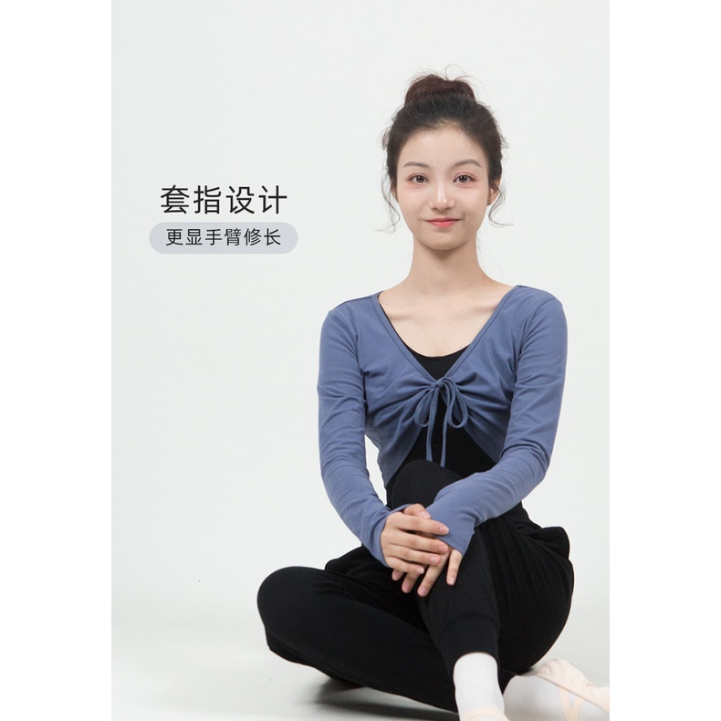 (((M &amp; E) Áo Thun Tay Dài Cổ Tròn Cột Dây Ôm Dáng Tập Gym Nhảy Múa Hiện Đại Cho Người Lớn