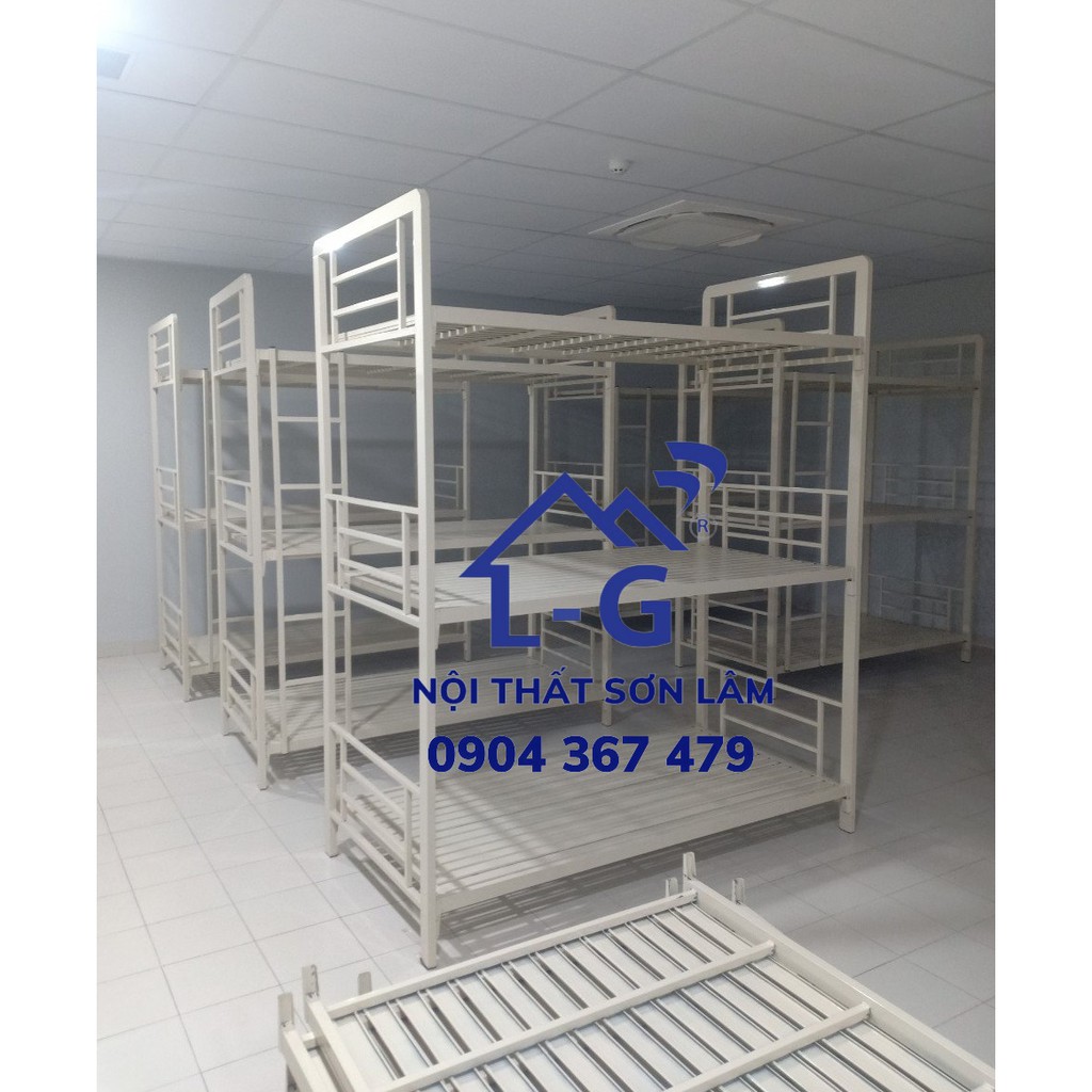 Giường sắt 3 tầng ngủ - ngang 1m dài 2m giá rẻ