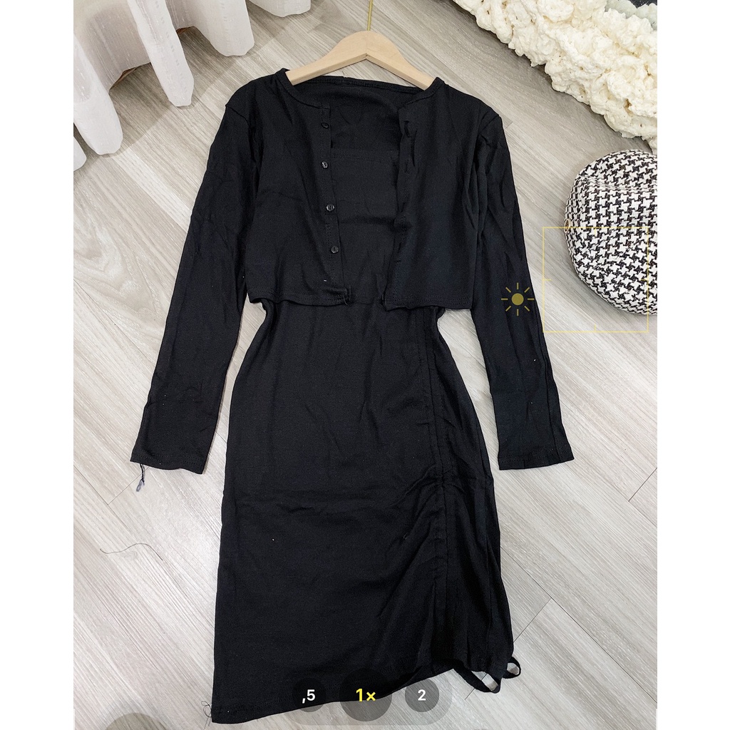 Set Váy 2 Dây Chân Nhún Kèm Áo Khoác SC Sexy ❤️❤️[RẺ VÔ ĐỊCH]❤️❤️ Quyến Rũ, Năng Động | BigBuy360 - bigbuy360.vn