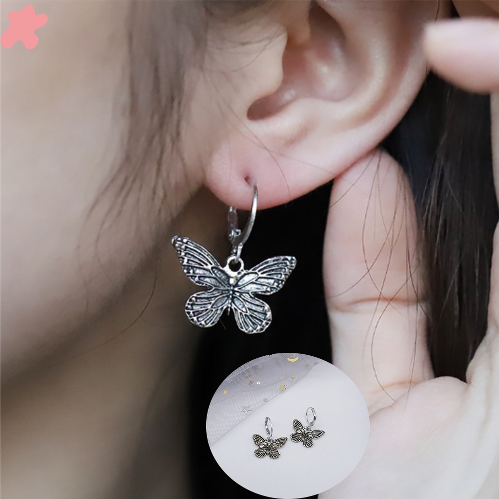 ★★★ 1 Đôi Bông Tai Hình Bướm Phong Cách Harajuku Retro Cá Tính Dành Cho Nữ