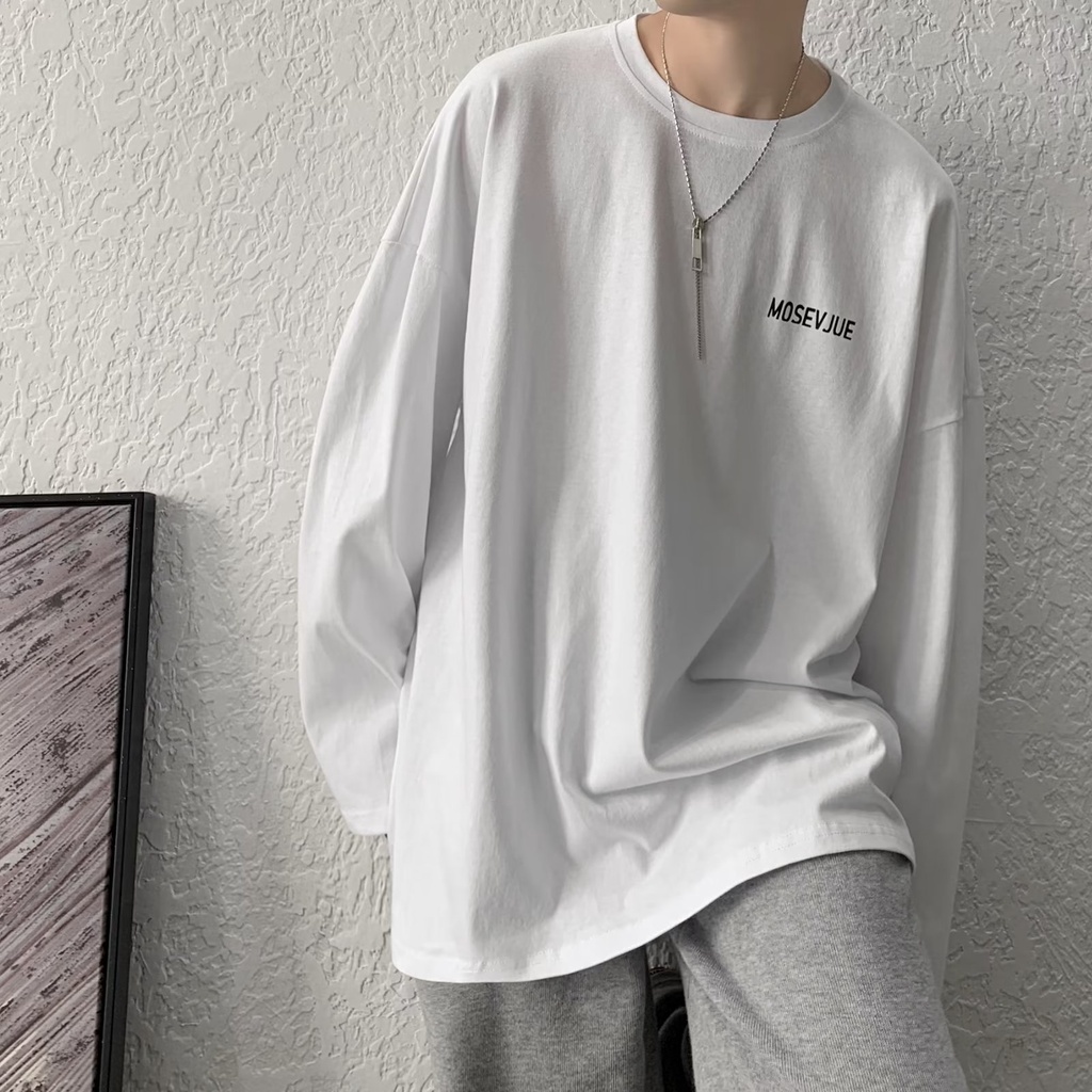 Áo Thun Tay Dài Dáng Rộng In Chữ Phong Cách Hip Hop Đường Phố Hàn Quốc Thời Trang Cho Nam Và Nữ M-5XL
