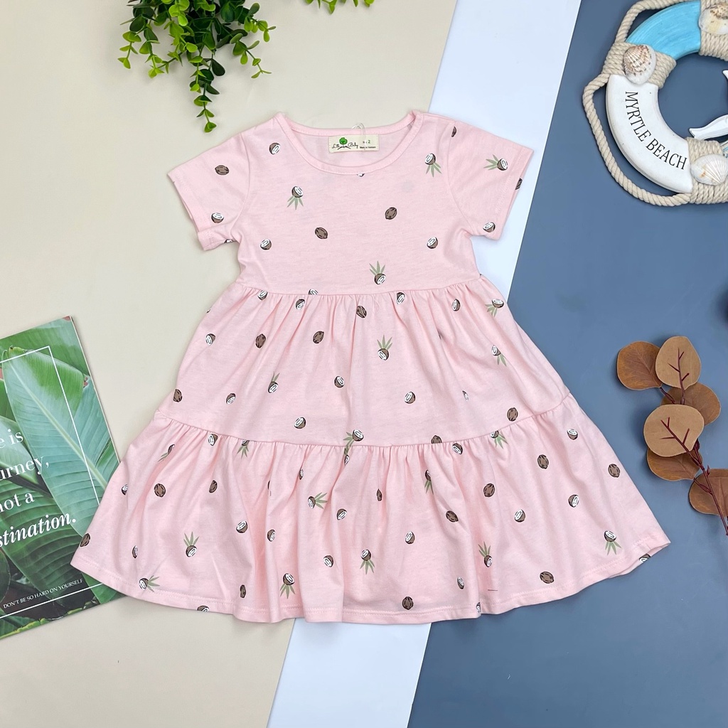 Đầm thun cotton co giãn 4 chiều Litibaby cho bé gái 10-30 kg