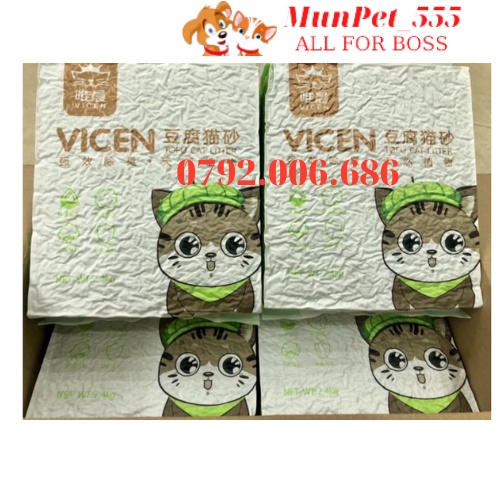 Cát đậu nành Vicen Tofu Cat Litter 6L nặng 2,4kg hàng chính hãng hai vị