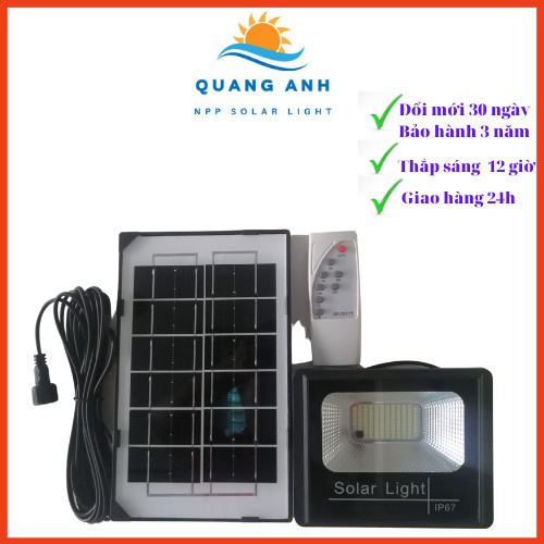 [Siêu Sale] Đèn năng lượng mặt trời, đèn pha led 100w IP67 có remote tấm pin rời dây 5m  chống nước, bảo hành 36 tháng
