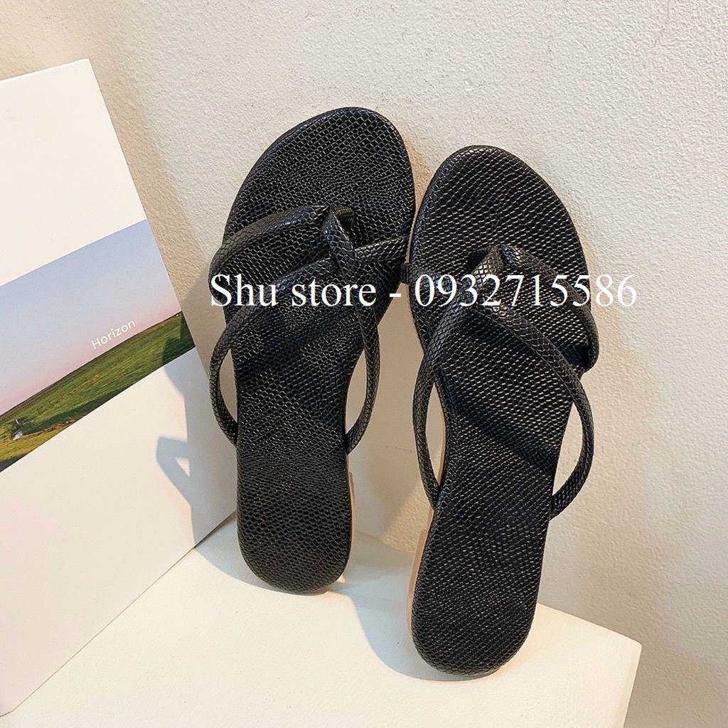 SHU STORE - DÉP XỎ NGÓN NỮ THỜI TRANG DA RẮN MŨI TRÒN