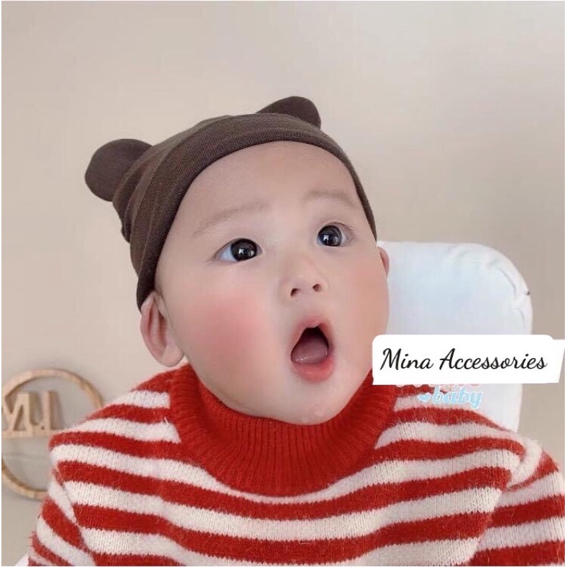 Mũ cotton tai chuột mickey cho bé - mũ trùm đầu