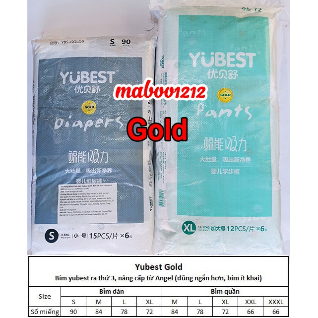 Bỉm Yubest 🍒FREESHIP🍒 Tã YUBEST Gold / Night / Angel / Natural / CAO CẤP quần/dán S132, S90, M108, M84, L96, L78