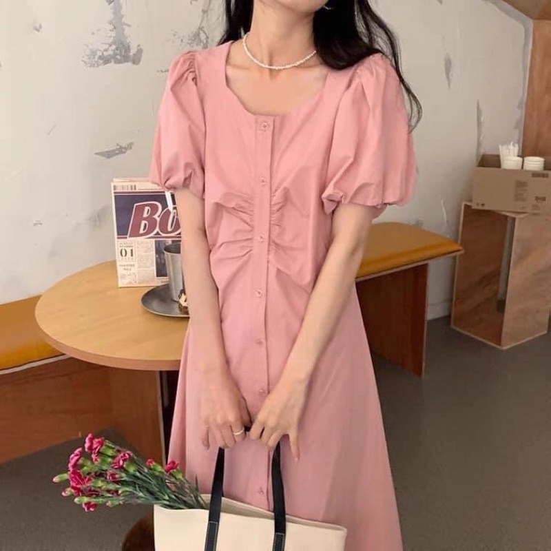 Váy Maxi Dúm Hồng Pastel