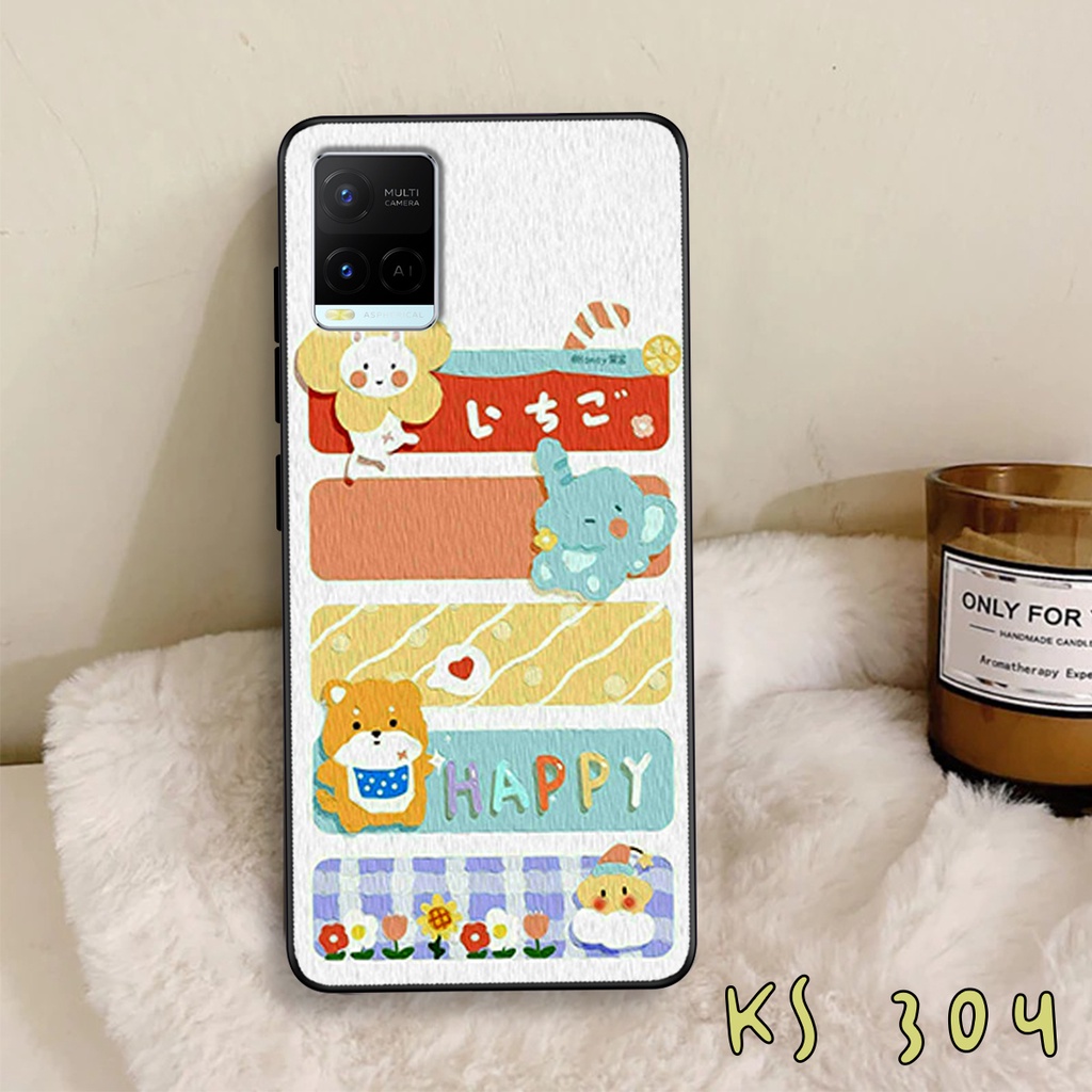 Ốp lưng Vivo Y21 - Vivo Y21s - Vivo Y33s - Ốp in hình gấu &amp; thỏ đang yêu - lưng nhám viền TPU cao cấp