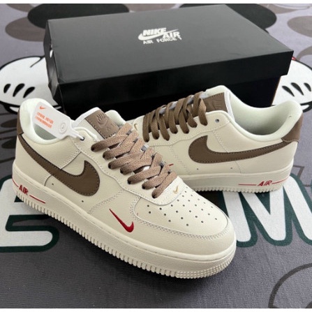 Giày Thể Thao Nam Nữ, Giày_ AF1 Trắng xám gót nâu Air Force 1 Hàng Đẹp Full Box Bill giày à1 nam 2022