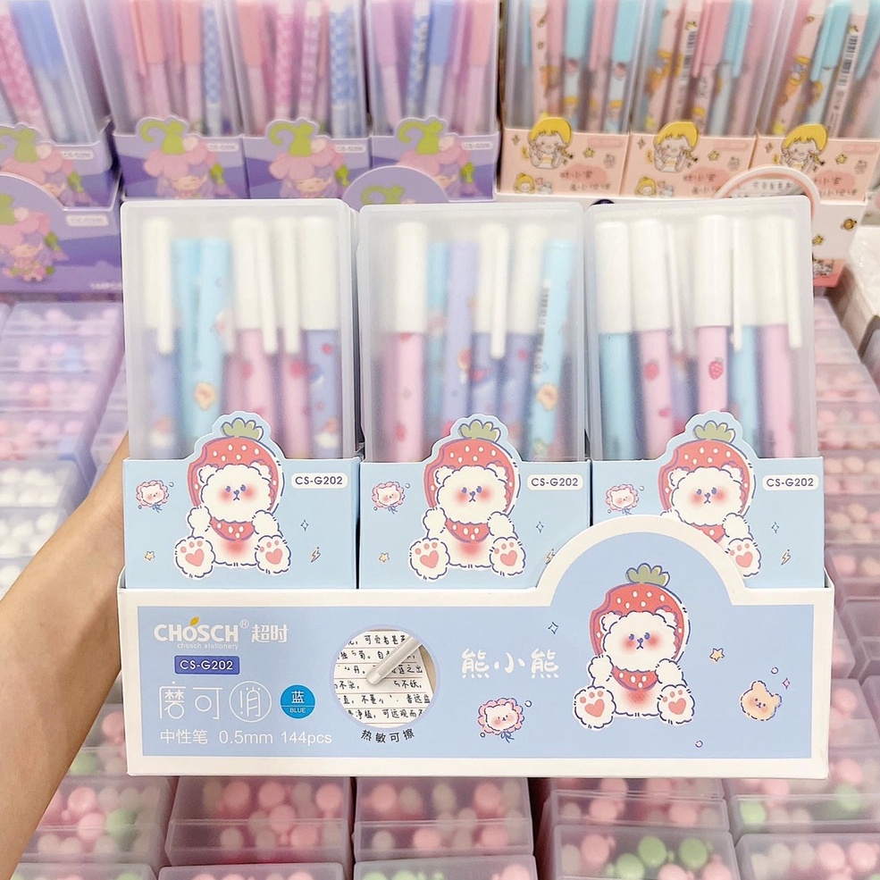 Sỉ 1 Lố bút gel bôi xóa được CHOSCH (12hộp/144cây) cao cấp đựng trong hộp nhựa
