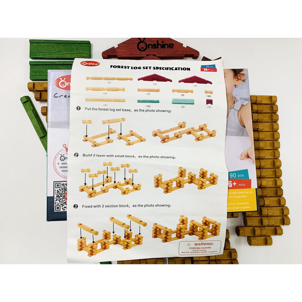 Nhà Gỗ Thông Xếp Hình Nhà Gỗ - 90 Miếng