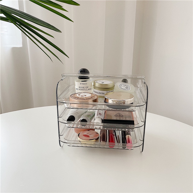 Khay nhựa 3 tầng đựng mỹ phẩm có tay cầm - HyHy Home Decor