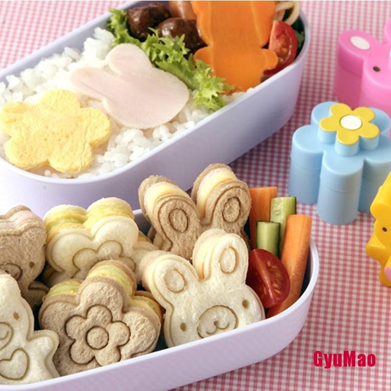 Bộ 3 Khuôn Cắt Bánh Sandwich Tạo Hình Hoa/Gấu/Thỏ Dễ Thương Tiện Dụng