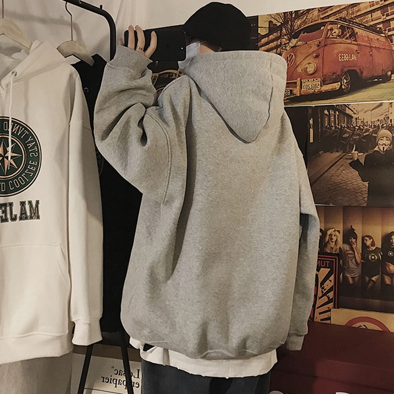 Áo Hoodie Dáng Rộng Phong Cách Hồng Kông Cá Tính Cho Nam