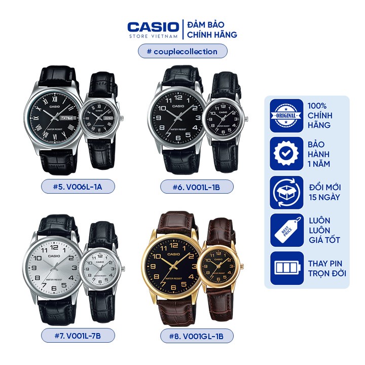 Đồng hồ Đôi Nam nữ Casio, đồng hồ chính hãng - Bộ sưu tập Các mẫu dây da hot nhất 2022