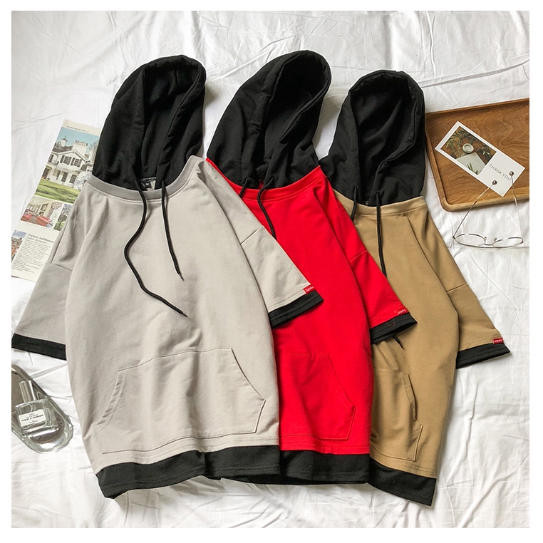 Áo hoodie tay ngắn năng động thời trang trẻ trung cá tính dành cho nam | BigBuy360 - bigbuy360.vn