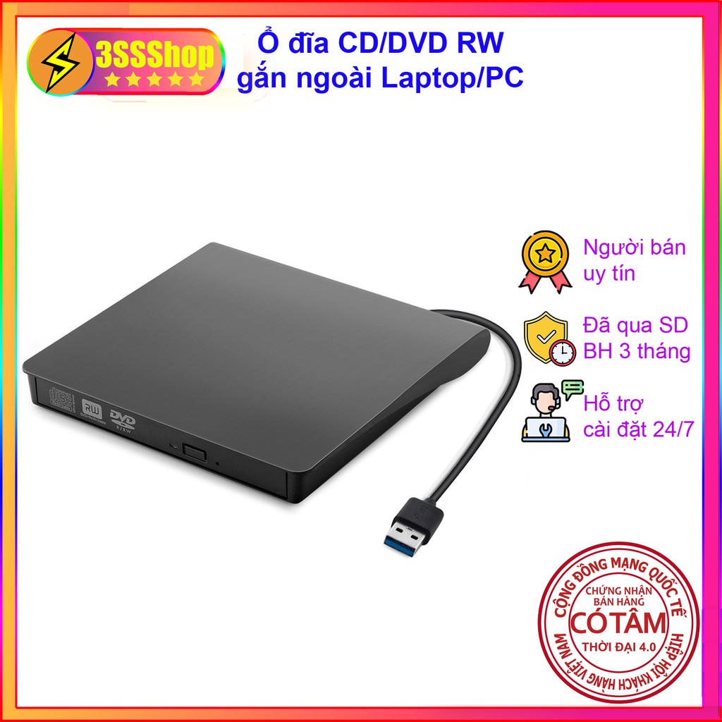 Ổ đĩa CD DVD RW rời gắn ngoài cho Laptop máy tính Dell, Asus, HP, Samsung, Panasonic hàng chính hãng đã qua sử dụng