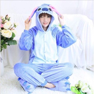 Combo bộ đồ stich xanh kèm dép, bộ stich kèm dép