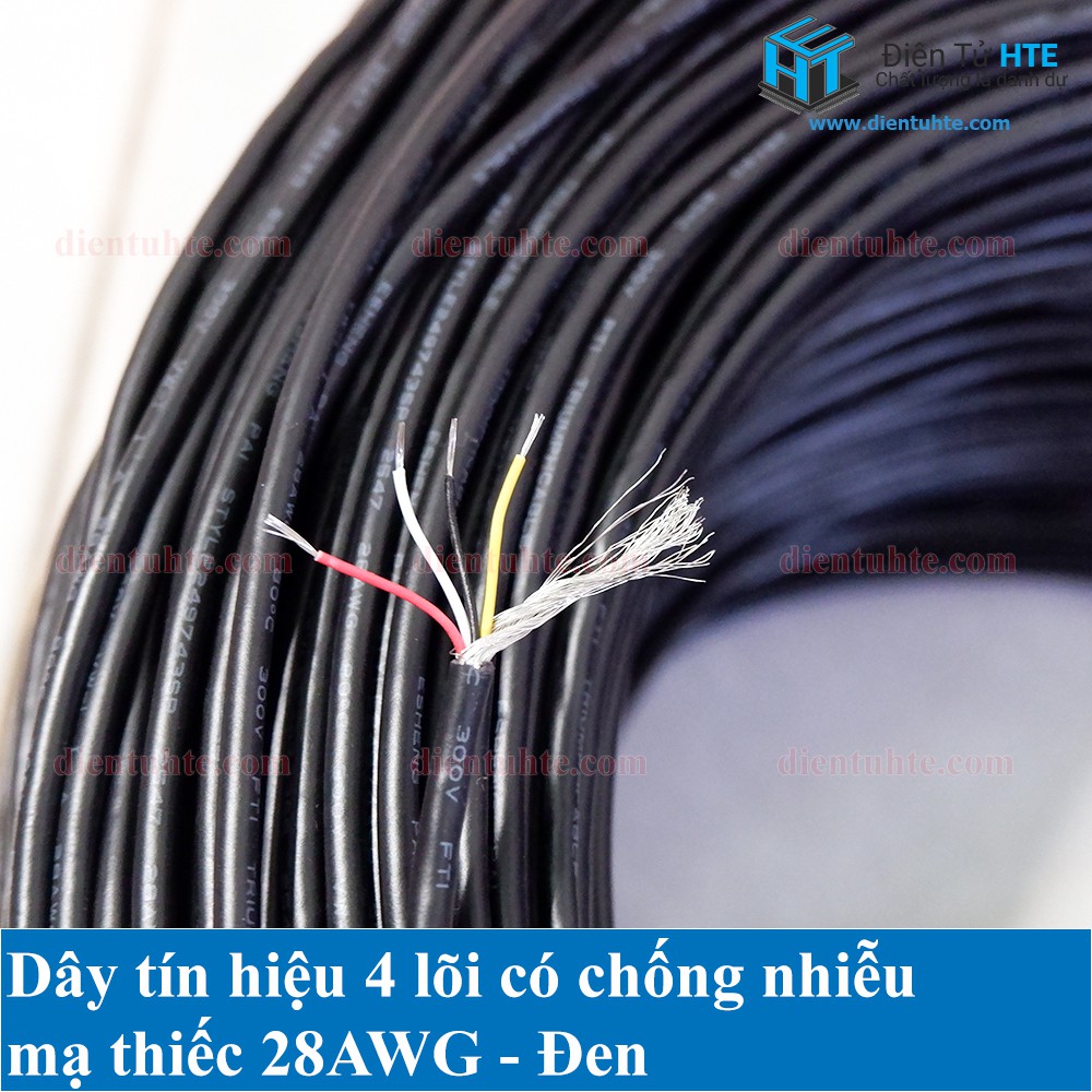 Combo 5 mét Dây tín hiệu 4 lõi có bọc chống nhiễu 28AWG [HTE Quy Nhơn CN2]