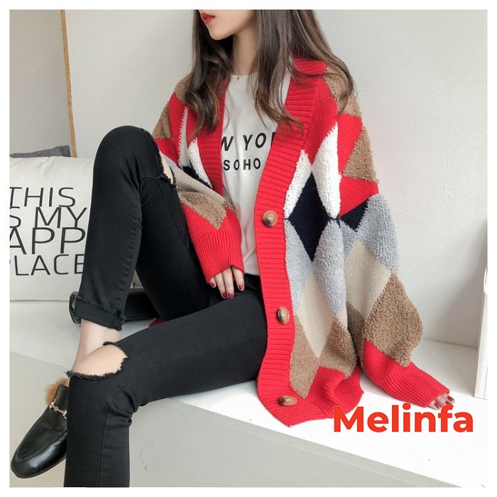 Áo len cardigan nữ loại dày len dệt kim Quảng Châu mềm mịn co giãn mặc mùa thu đông mã VAA0336