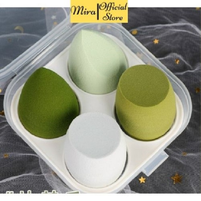 Set 4 Bông Mút Trang Điểm Kèm Hộp Đựng Xinh Xắn MiraaShop