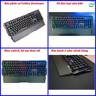 Bàn phím cơ Fuhlen Destroyer - Vỏ kim loại - Đèn led 7 màu - Tem ninza phân phối - Bảo hành 24 tháng chính hãng