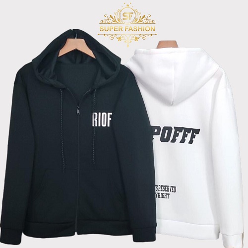 Áo Khoác Nỉ Nam Dây Khóa Kéo Rioff SUPER FASION Vải Nỉ Mềm Form Rộng Nón Lớn Phối Túi NTP135