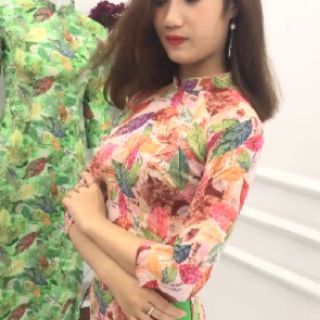 Combo 2 bộ áo dài vàng, lá