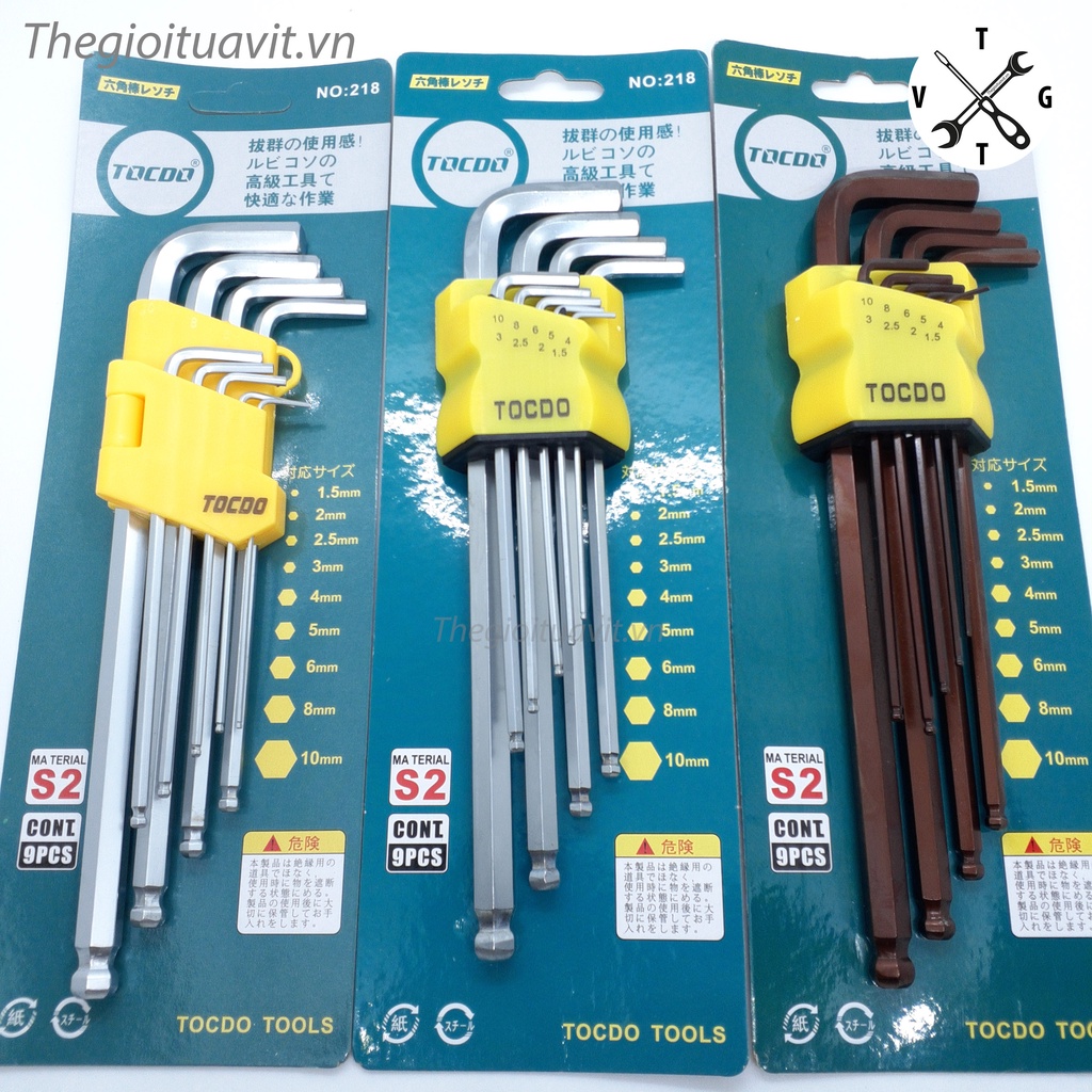 Bộ lục giác đầu bi, hoa khế TOCDO 9 chi tiết 1.5 - 10mm
