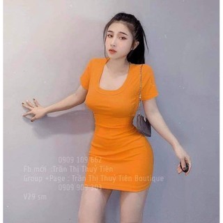 Đầm 2 dây xòe thun gân