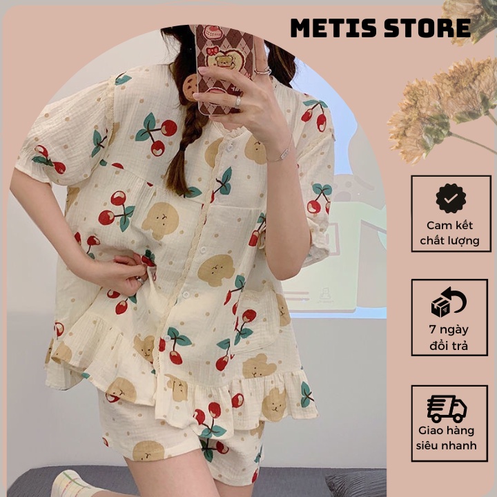Bộ ngủ nữ, đồ bộ pijama nữ thời trang đũi xốp mùa hè mềm mát họa tiết siêu xinh (Ảnh+Video thật)