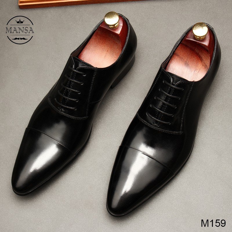 Giày da Oxford nam màu đen mũi nhọn M159 ( có ảnh thật, BH 12 tháng)