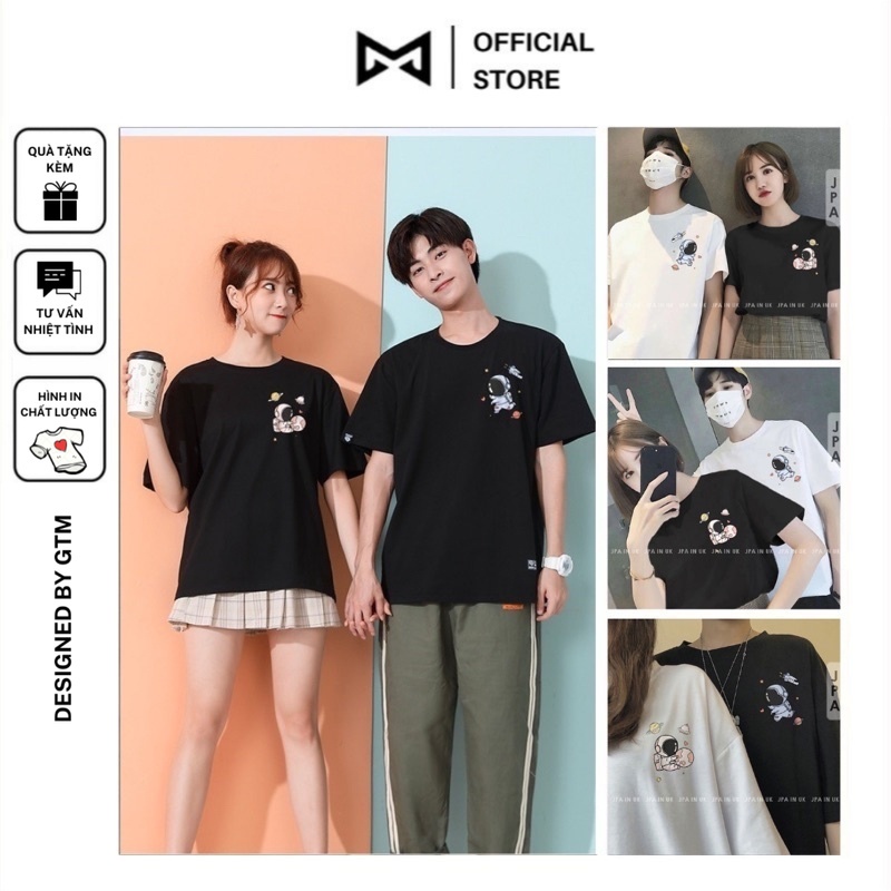 Áo thun tay lỡ Áo Đôi Basic cute unisex tee mùa hè phông trơn nam nữ form rộng đường phố GTM Store