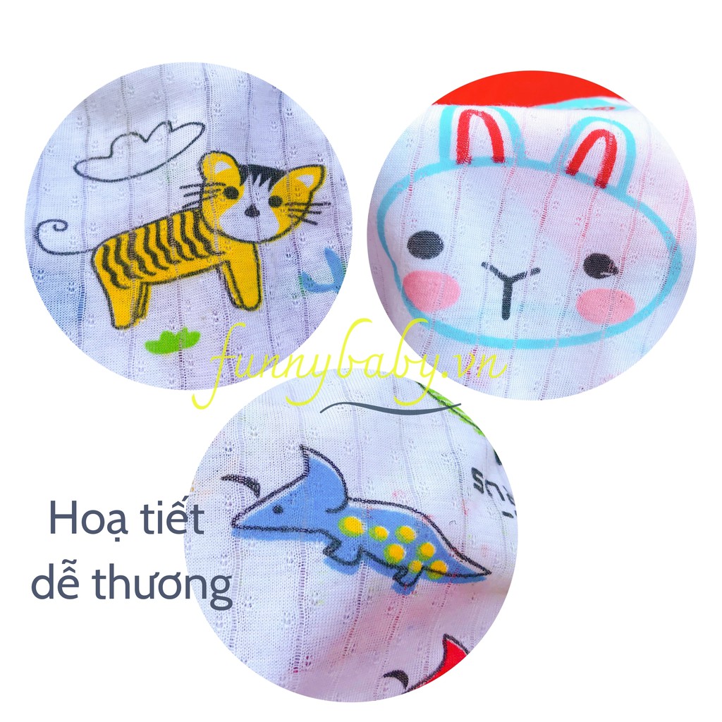 Bộ cotton giấy cho bé Funnybaby cộc tay cài vai