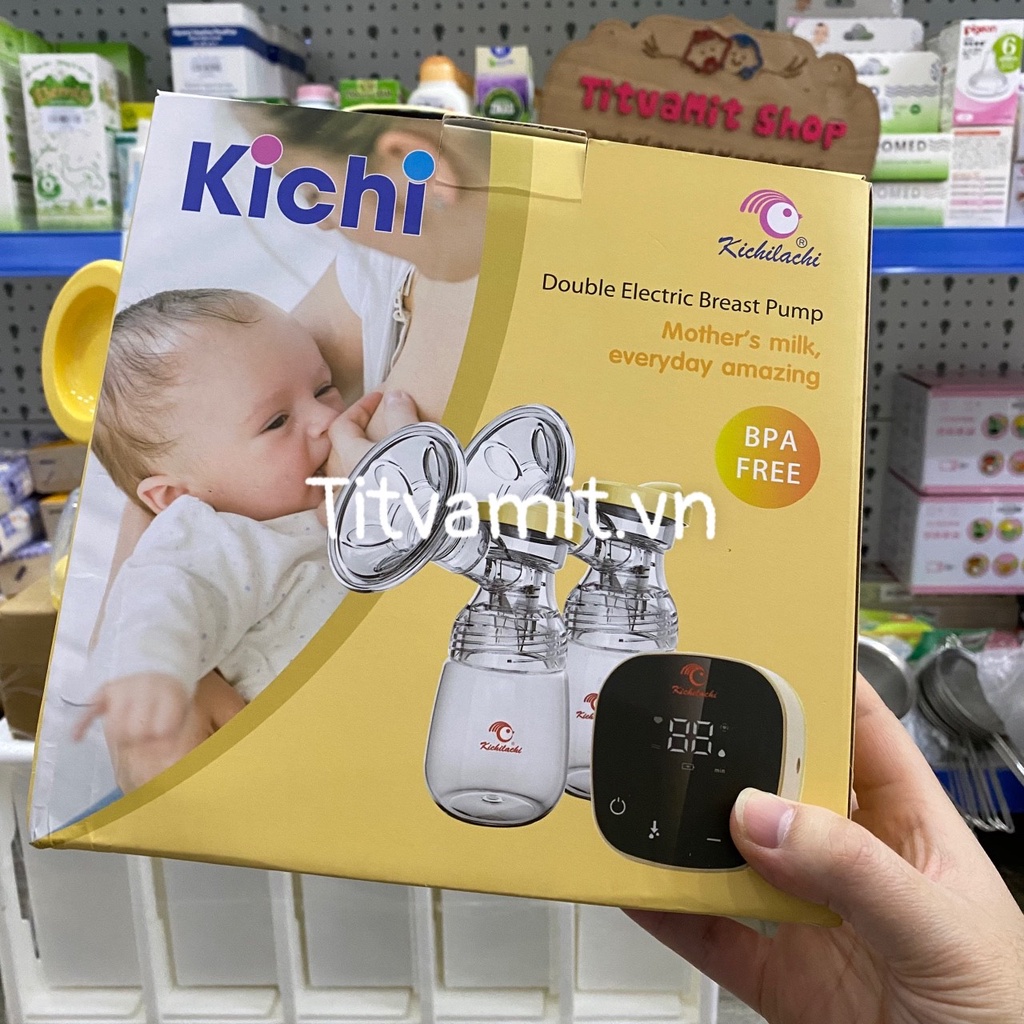 [KÈM PHỄU SILICON MASSAGE] Máy Hút Sữa Điện Đôi Kichilachi Cao Cấp, Hút Êm, Không Đau ,Tiếng Ồn Nhỏ