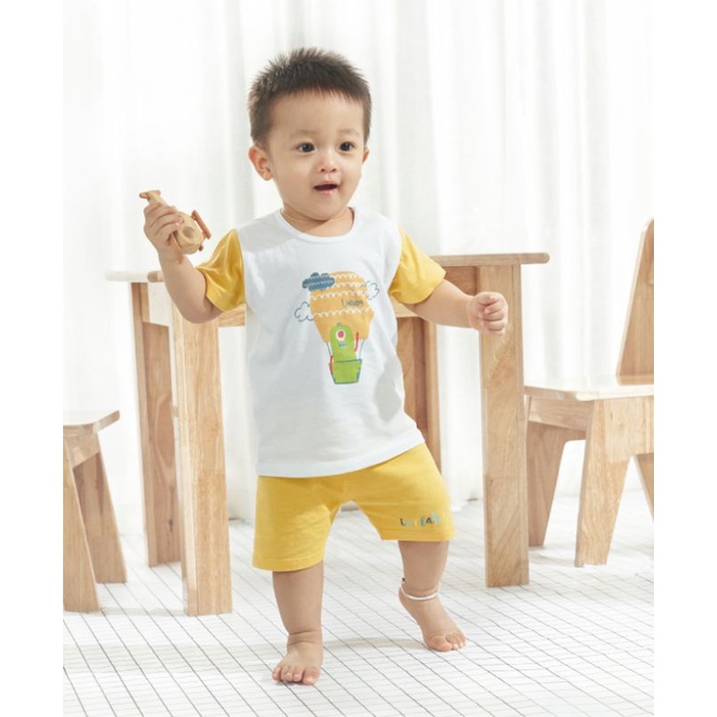 (6-&gt;24 tháng) Bộ cộc tay cài vai bé trai Lullaby 100% chất cotton cao cấp (NH639P)