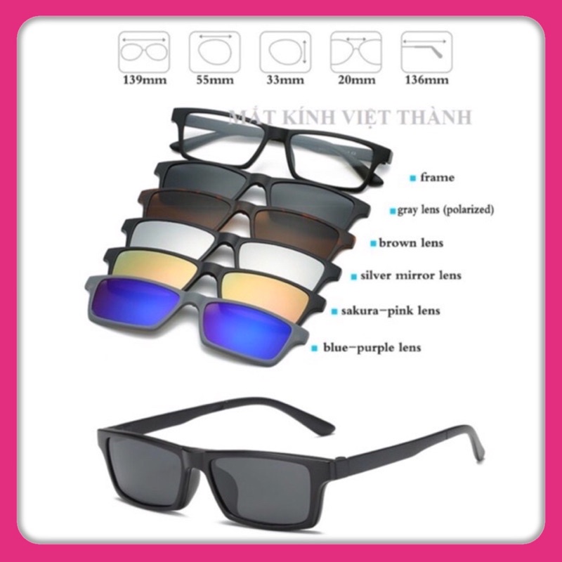 mắt Kính 5 in 1 cỡ nhỏ nhất kính râm cận 253