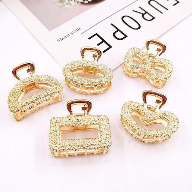Set Kẹp Tóc Càng Cua nhỏ LYMIA Hàn Quốc Vân Nổi Vàng Sang Chảnh Mới KT7