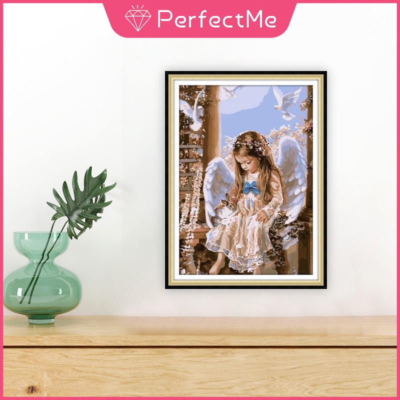 Bộ Tranh Đính Đá 5D Tự Làm Hình Thiên Thần Nhỏ 30×40cm Trang Trí Nhà Cửa